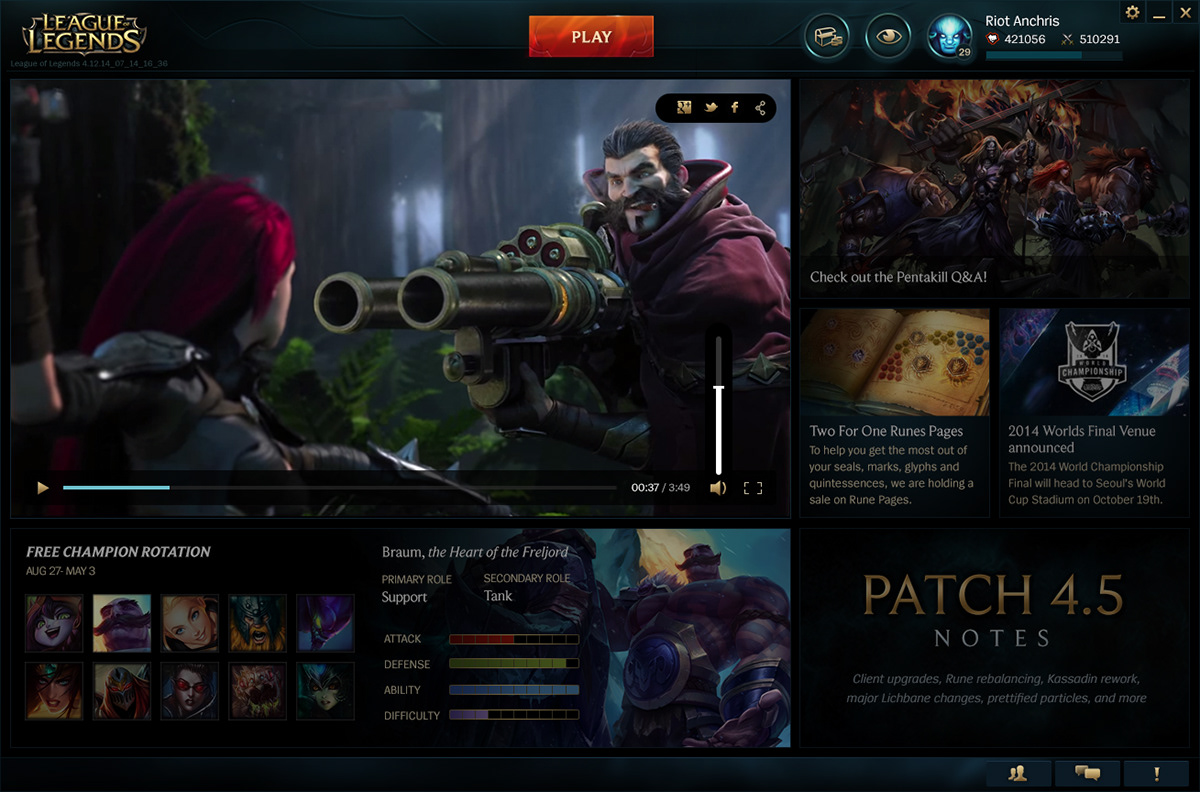 league of legends user interface Video Games game client