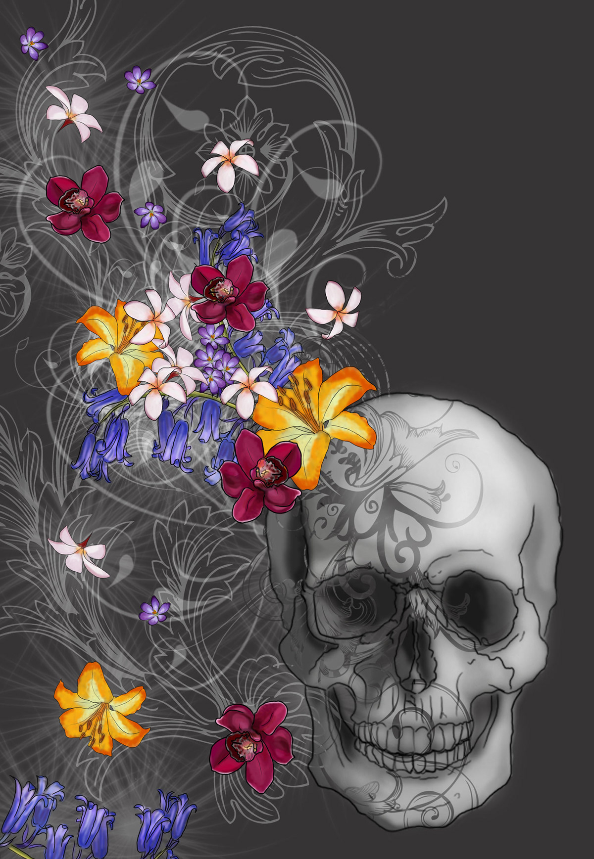 Dylan Thomas Poetry  skull Flowers literary