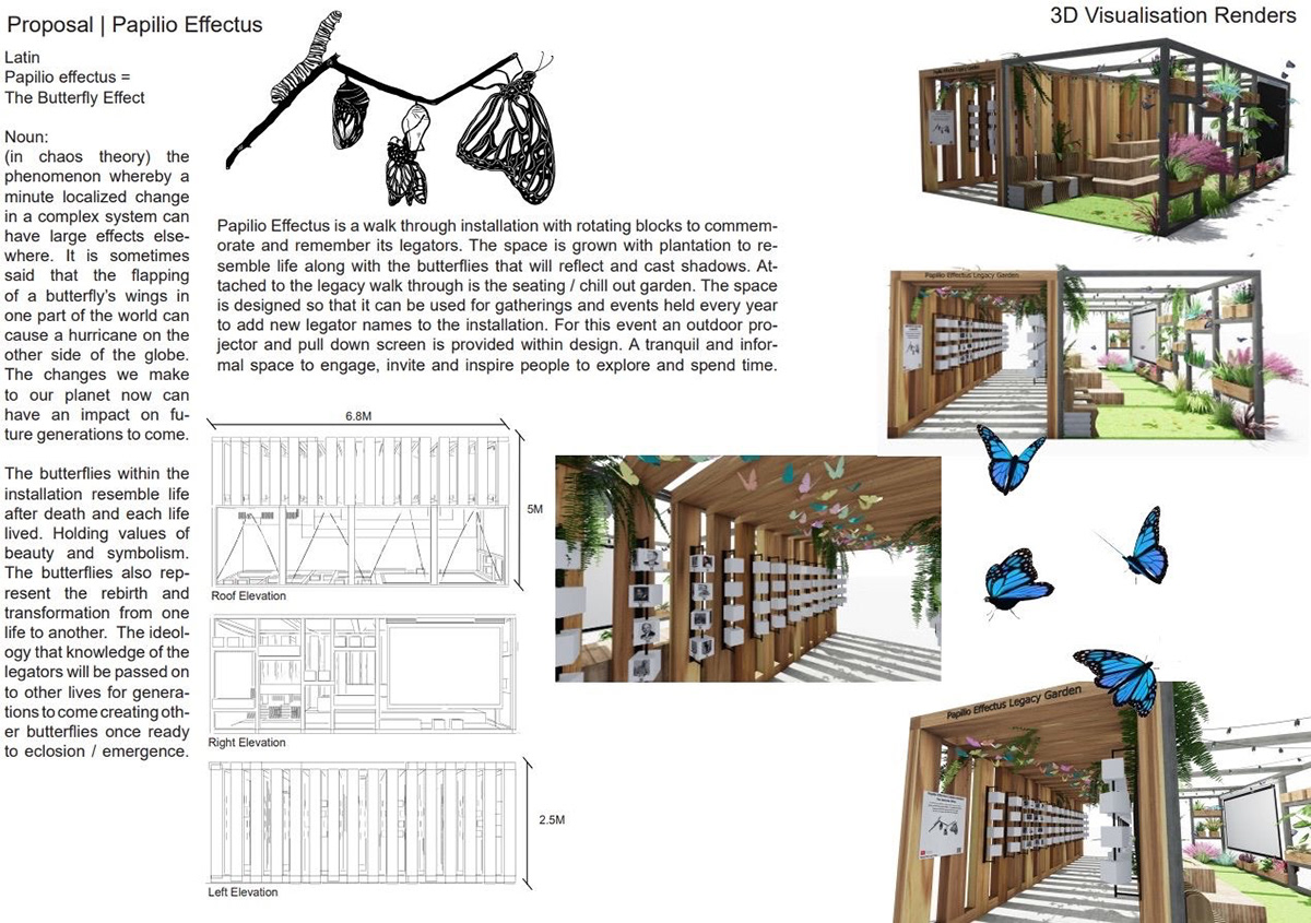 Exhibition  art architecture EXHIBIT DESIGN butterfly effect design architectural design legacy garden