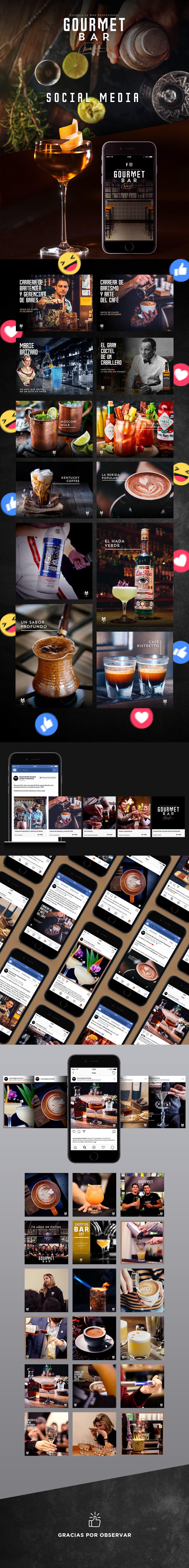 bartender barista school facebook instagram design Advertising  social media