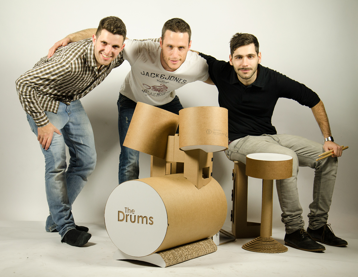 drums bateria carton cardboard reciclable ecologico drumset Sustainable eco ecodesign recycle instrument toy kids ideas