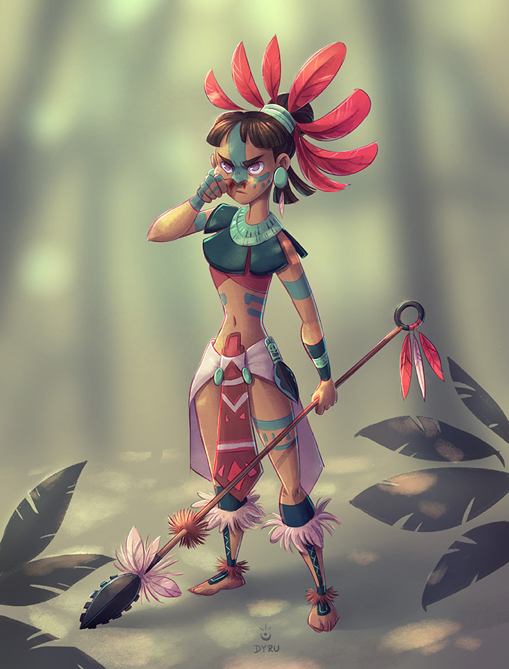 aztec characterart characterdesign characterdesignchallenge digitalart dyru expressions Fighter Procreate warrior