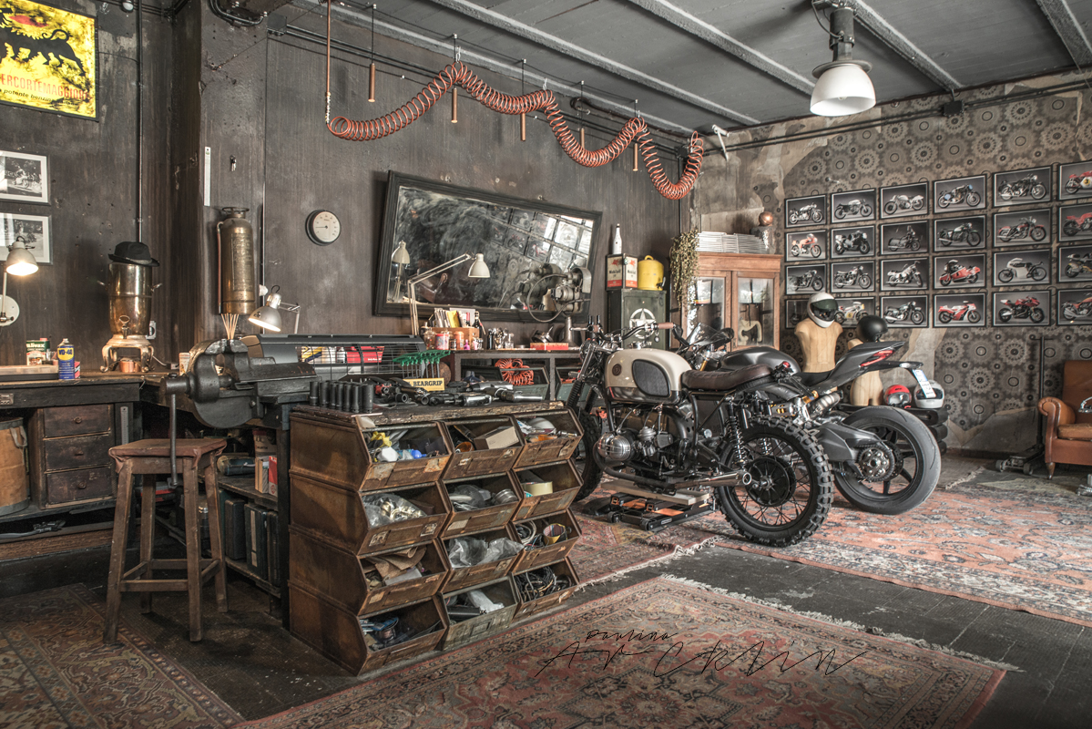 motorbike garage vintage milan milano Paulina Arcklin
