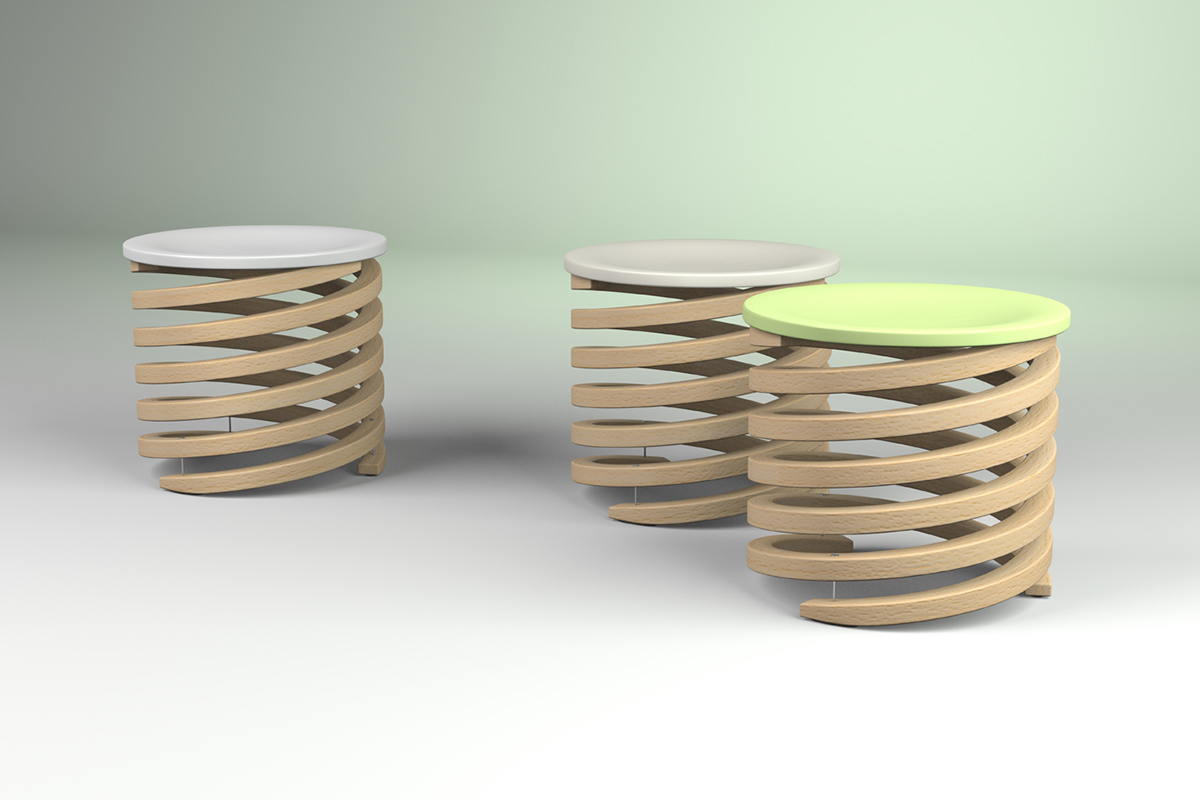 bentwood furniture  stool tabouret  taboret chair HI-MACS Spiral