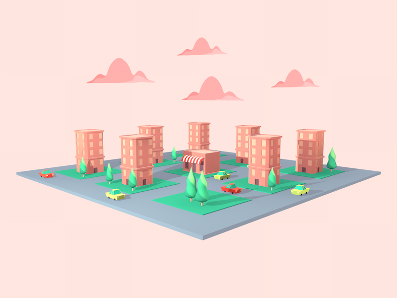 colorfull colombia Cravents medellin lowpoly 3D Low Poly Landscape Isometric Nature city iphone app flat vector