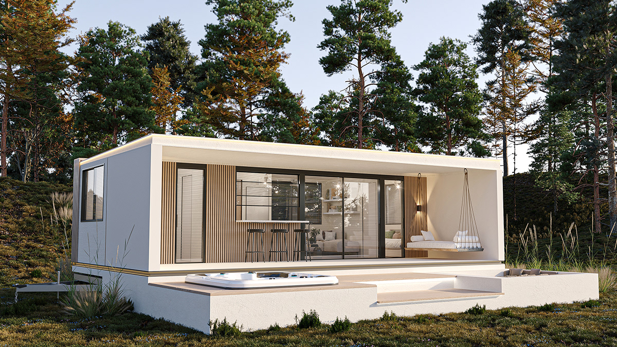 3D architecture archviz corona exterior interior design  modern Render tiny house visualization