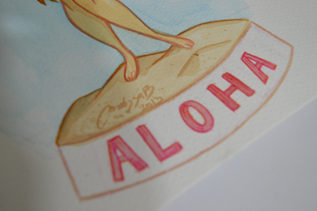 Hawaiian melissa ballesteros p melivillosa watercolors pinup hawaiian pin up HAWAII aloha