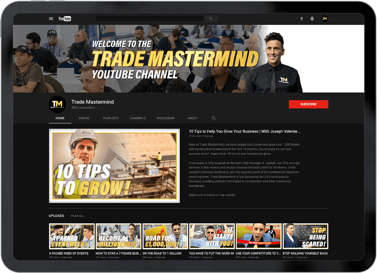 Advertising branding design instagram joseph valente logo marketing social media trade mastermind youtube