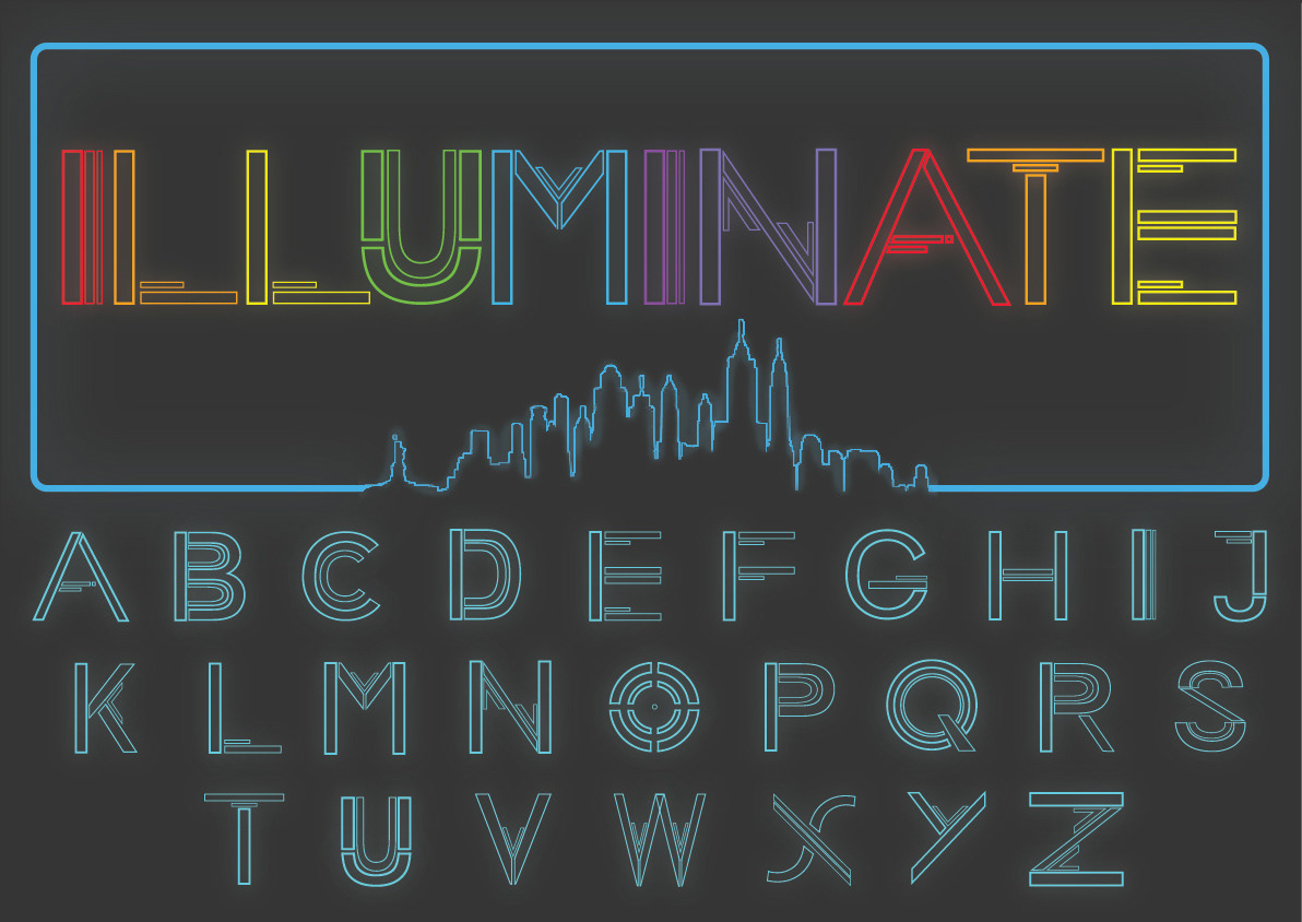 font neon font design graphic uppercase illuminate