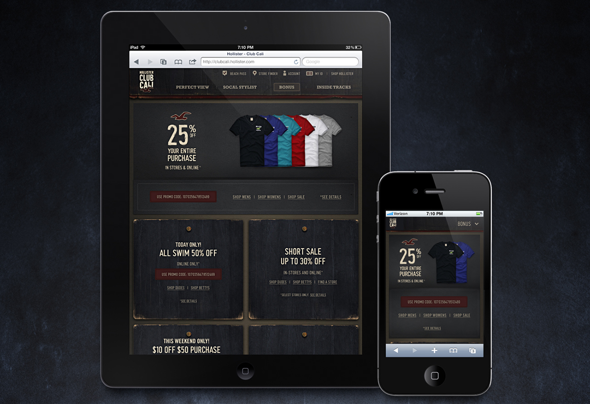 abercrombie  A&F  hollister Responsive mobile iPad  iphone