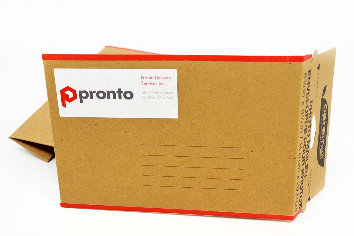 delivery services Pronto logo logo identity rebranding delivery app uniform Stationery