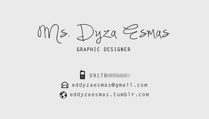 calling card business card Graphic Designer black and white simple eddyza esmas