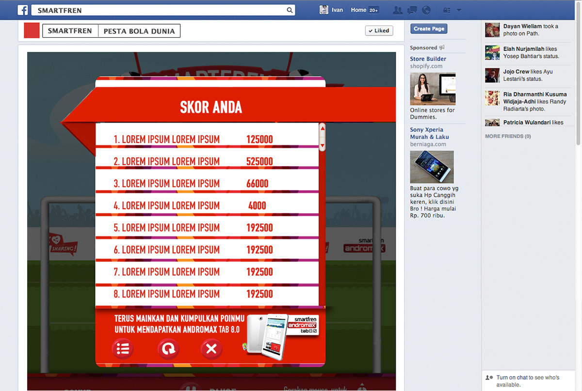 facebook apps Games design UI ux footbal world cup