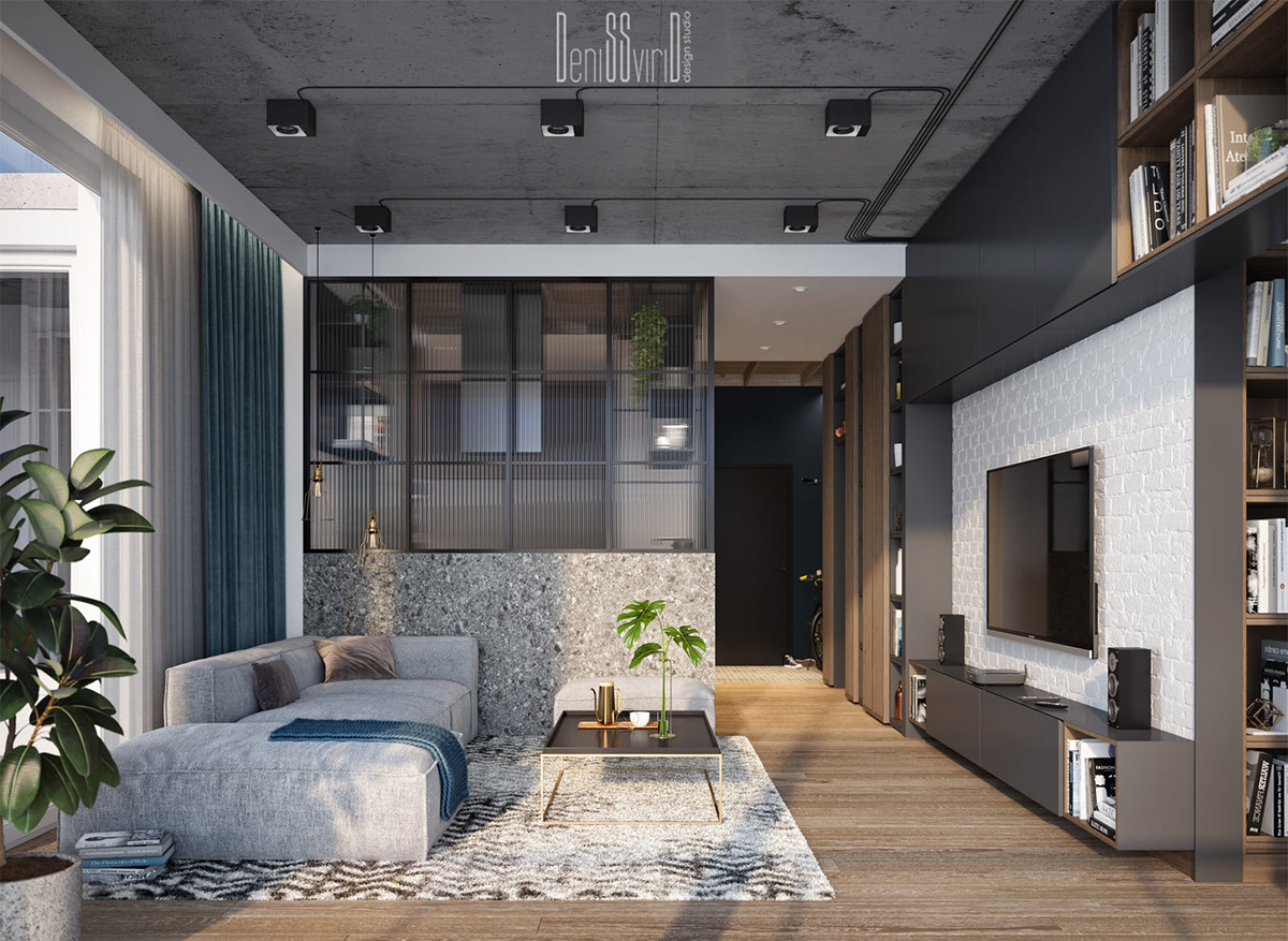 Interior LOFT interior design  design architecture apartment vray 3d max