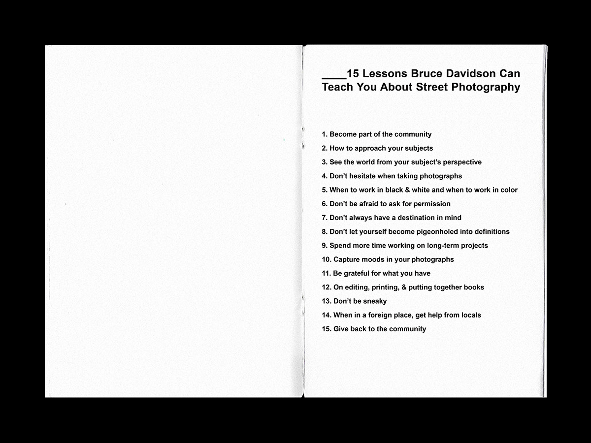 bruce davidson Photography  15lessons editorial book photographer