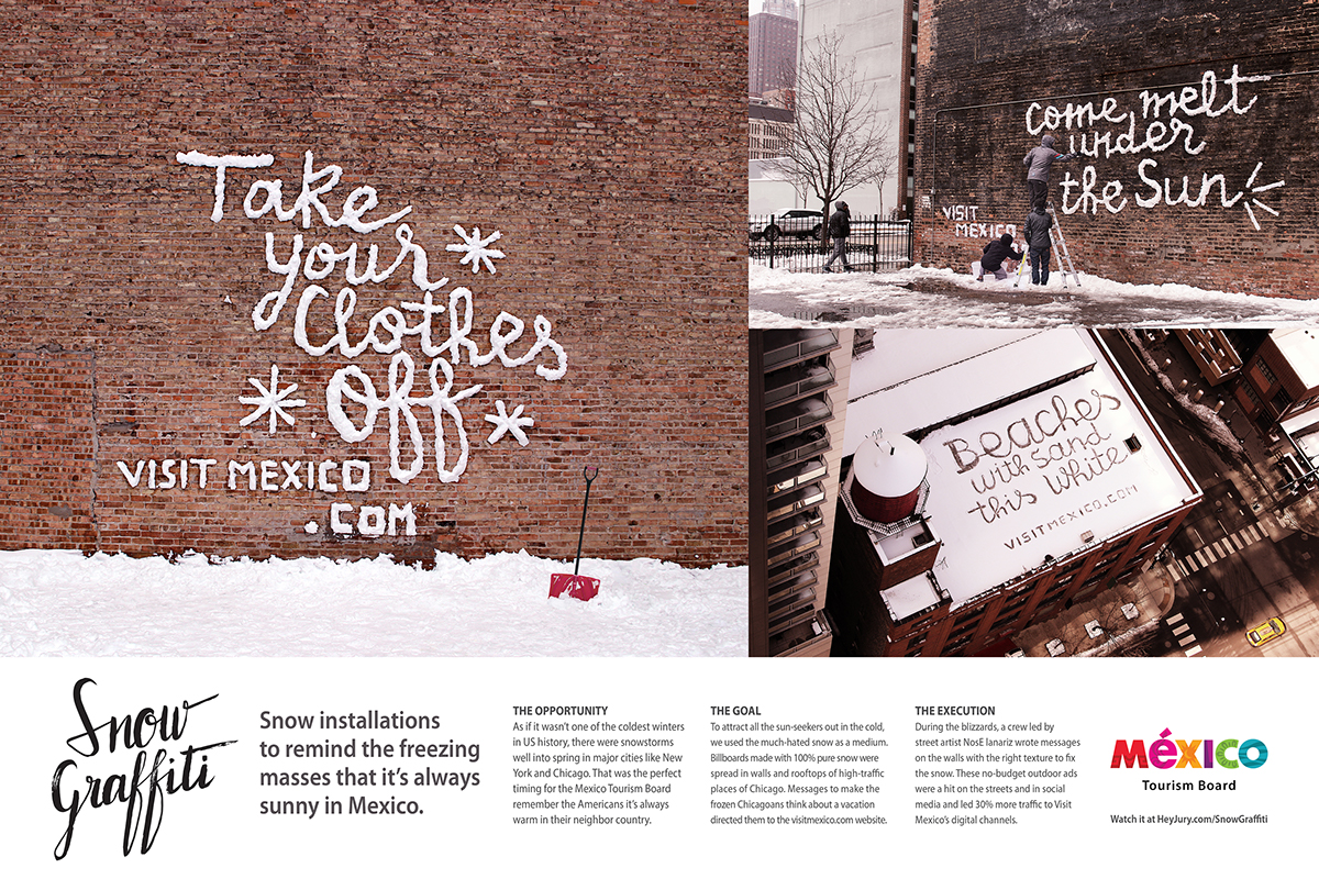 Adobe Portfolio snow graffiti noselanariz chicago mexico advertising guerrilla guerrilla OOH snow billboard