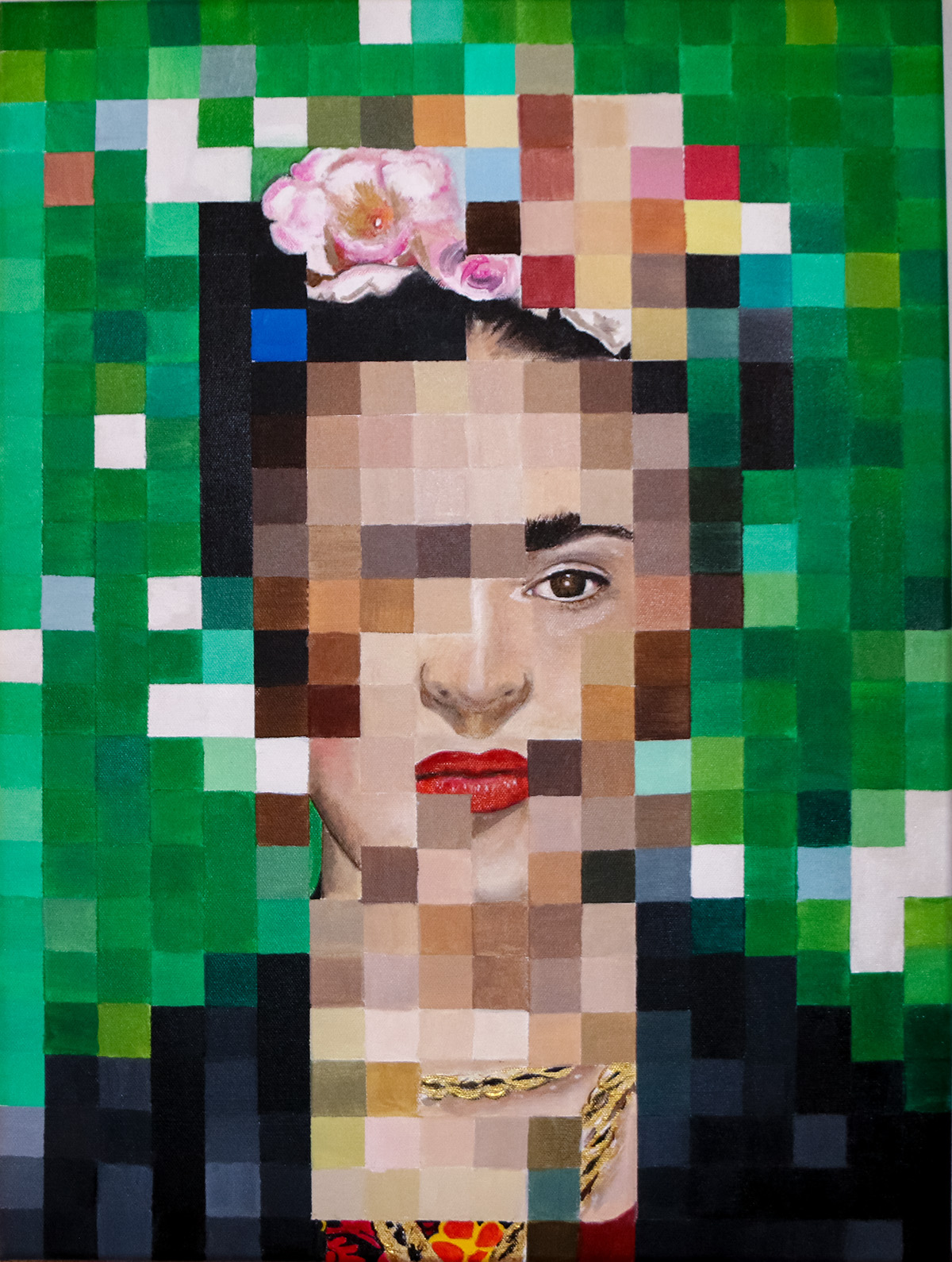 frida pixels acrylic Liquitex Frida Kahlo