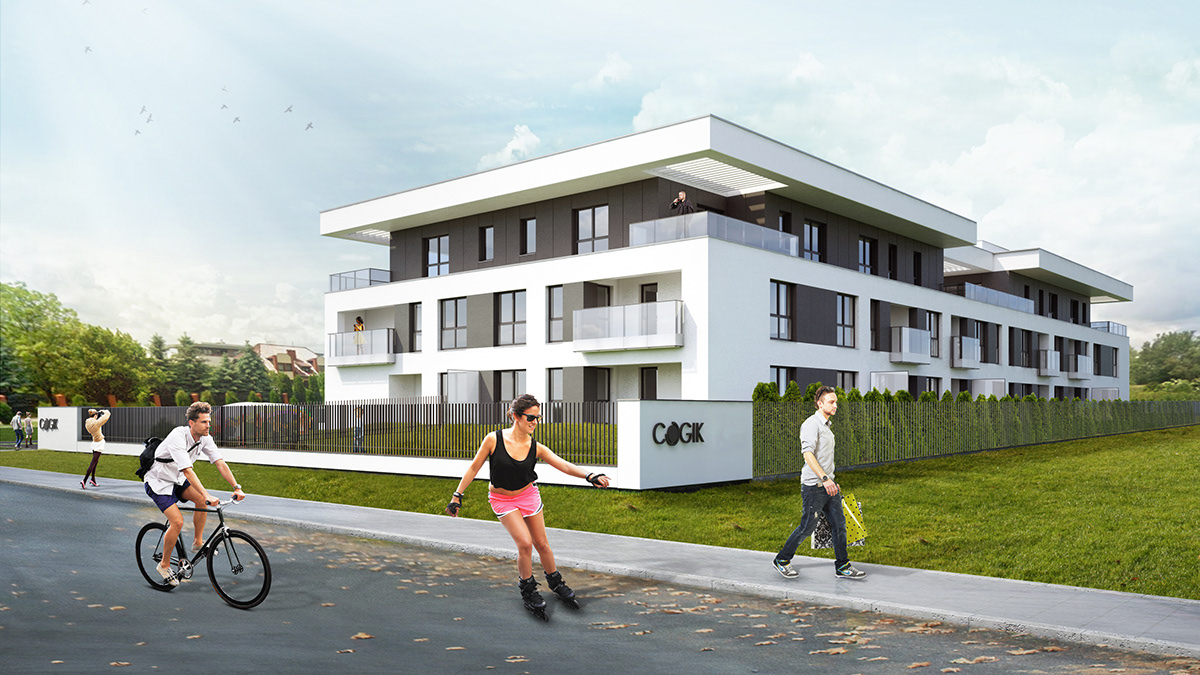 CGI residential housing estate mieszkaniówka exterior visualizations rendering 3D commercial