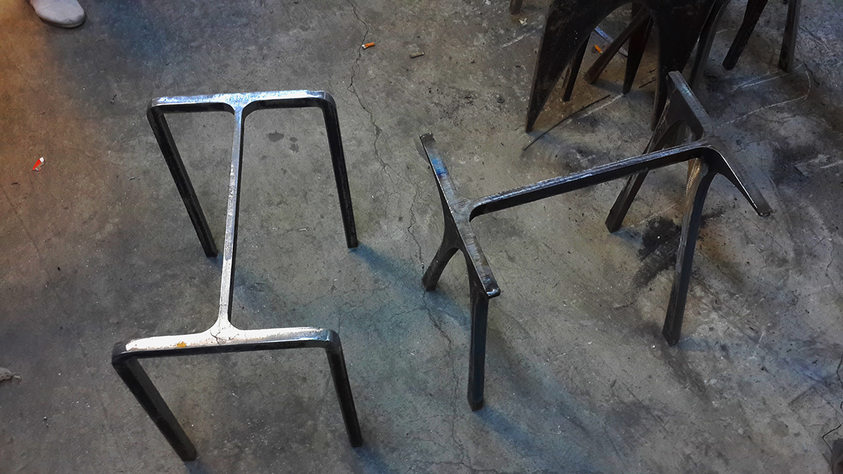 laser cut metal stool sit Stand seat furniture Interior design iron steel bar profile bench metallic