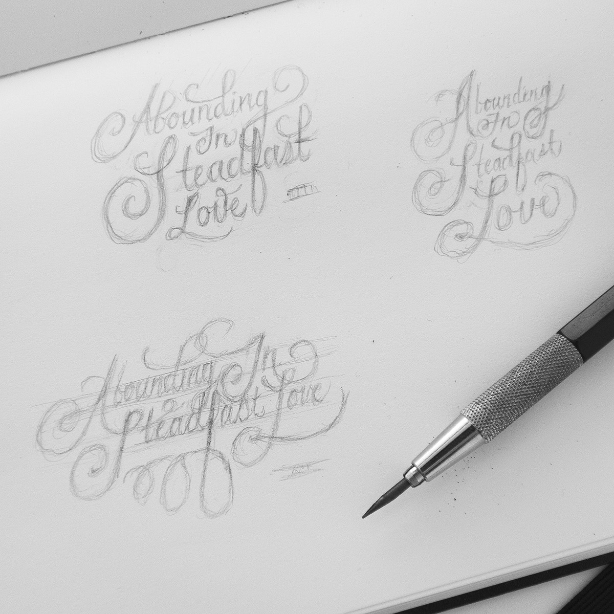 HAND LETTERING hand drawn type logos Scripture bible black and white Script pencil