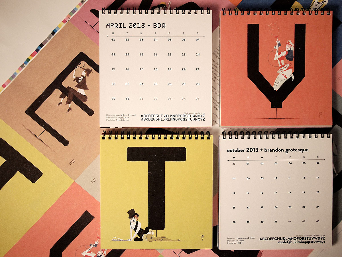 types chicks pin-up ladies letters foundry font calendar desk design offset Printing