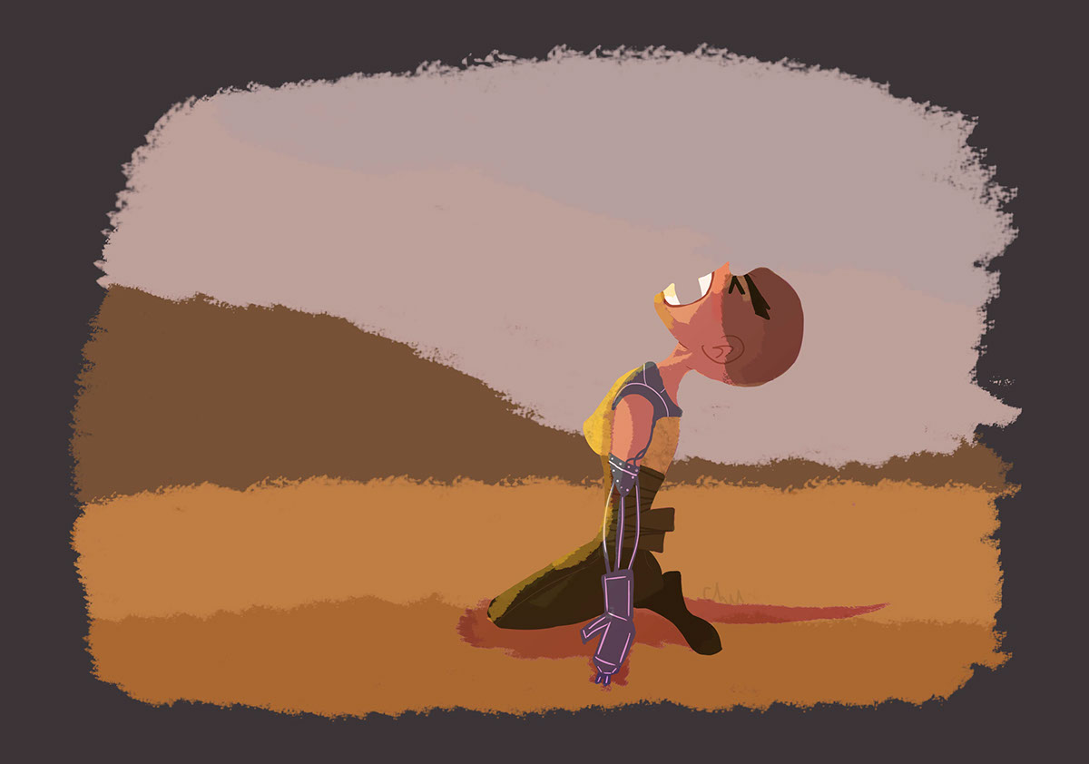 Imperator Furiosa Mad Max charlize theron feminist caricature   sketch doodle woman scream movie screenshot composition