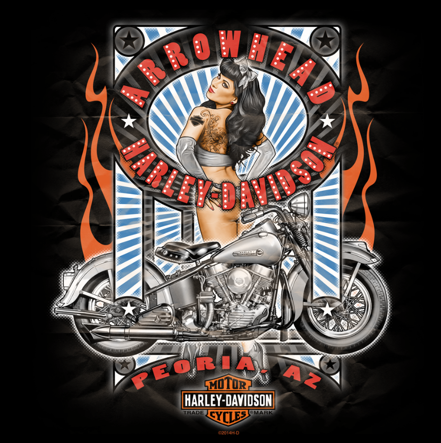Harley-Davidson pinup motorcycles vintage