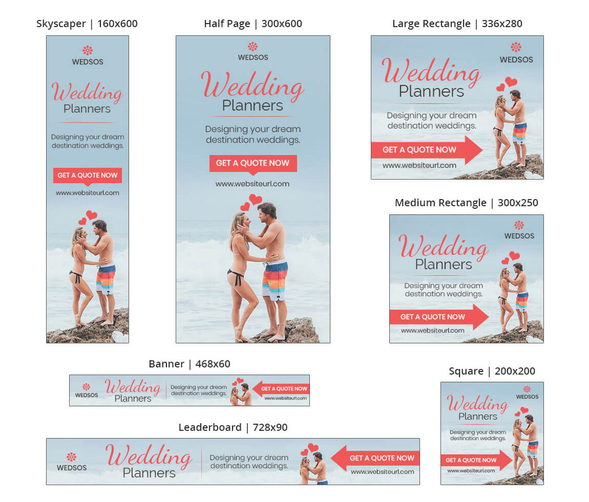 wedding planner Event Management banner google online photoshop psd template HTML Dating