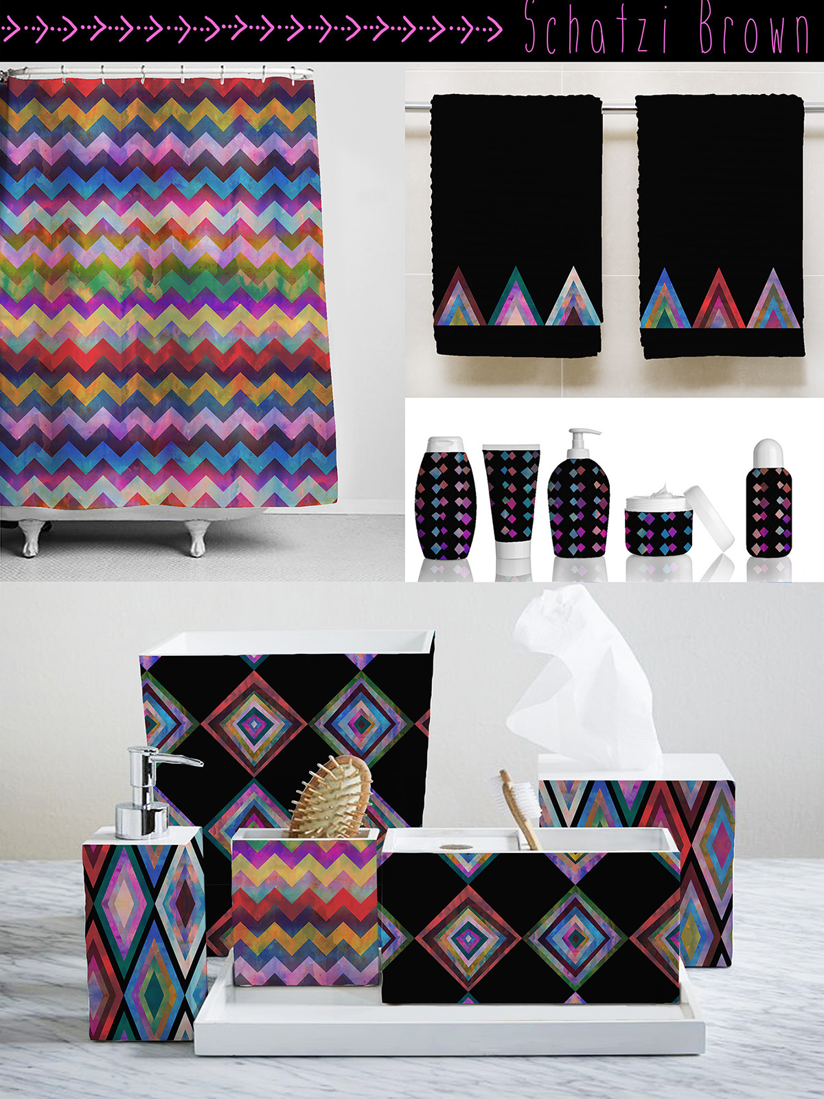 pattern textile Chevron geometric licensing designs SchatziBrown home decor bold geometric designs bright colors bedding kitchen lifestyle summer surf Product Mock-ups