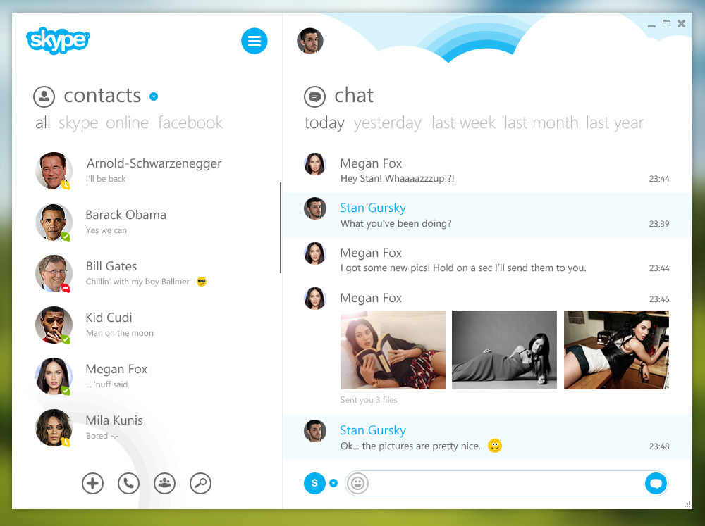 Skype  UI/UX windows app metro modern flat clean minimal concept