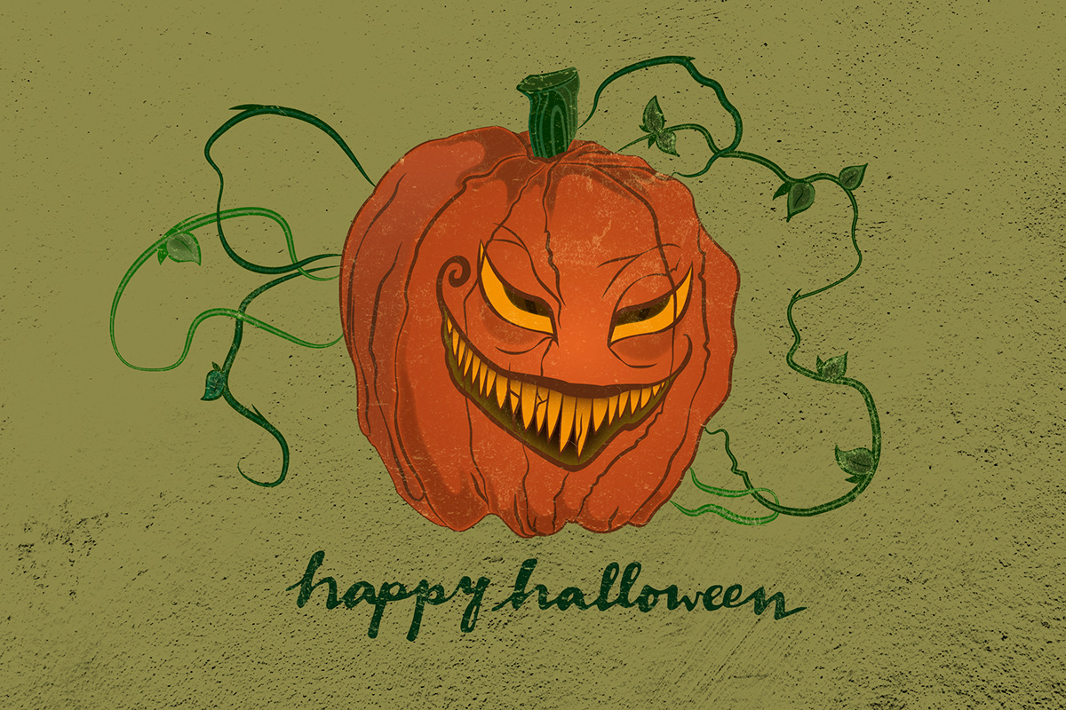 Halloween evil pumpkin Happy Halloween vector texture