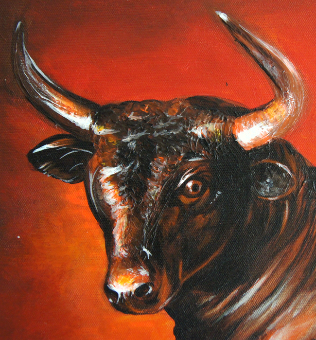bull paint red contrast
