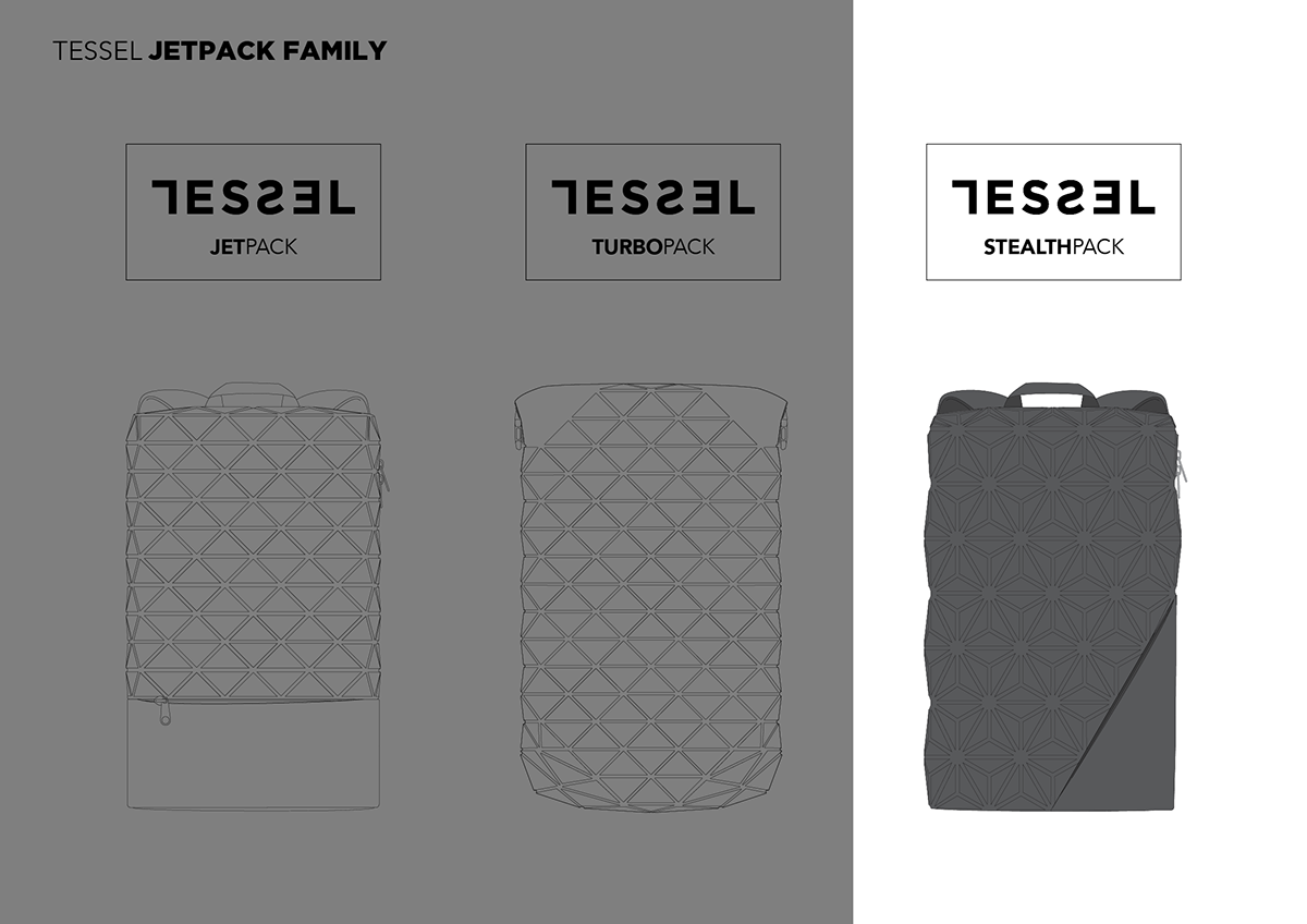 tessel TECHWEAR backpack black tessellate Triangles Tessel Supply