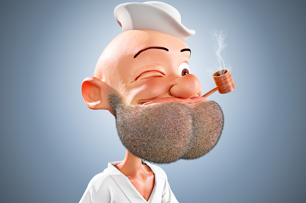 Popeye bbruschi Sailor popai cachimbo smoke Pipe hat Marinheiro 3D cartoon hq