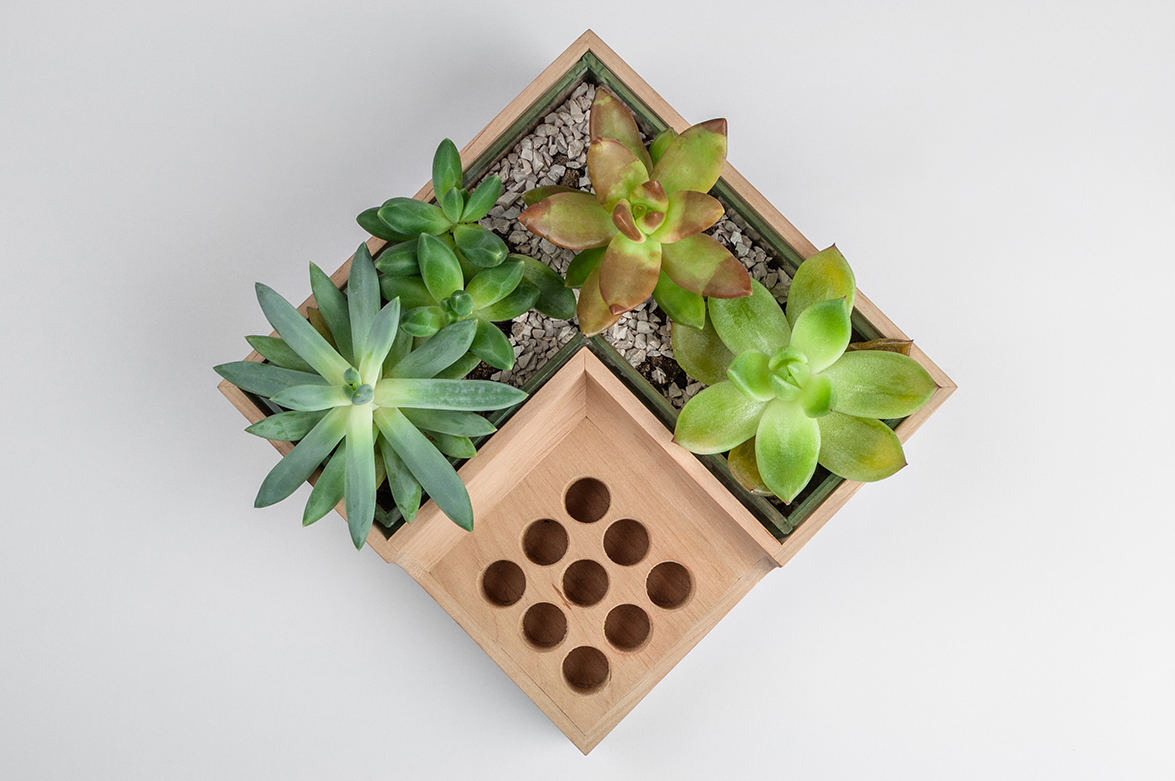Made from wood Eco Pot flower pot integrated pen holder KononenkoID eco penholder MiniGarden
