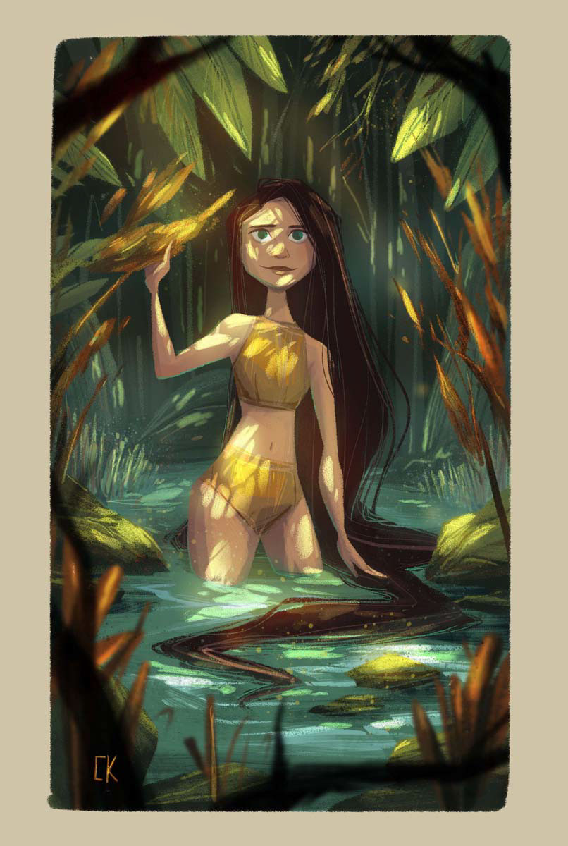 glow forest girl swamp afternoon jungle