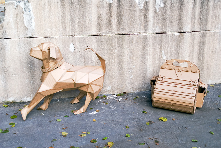 cardboard craft object dog
