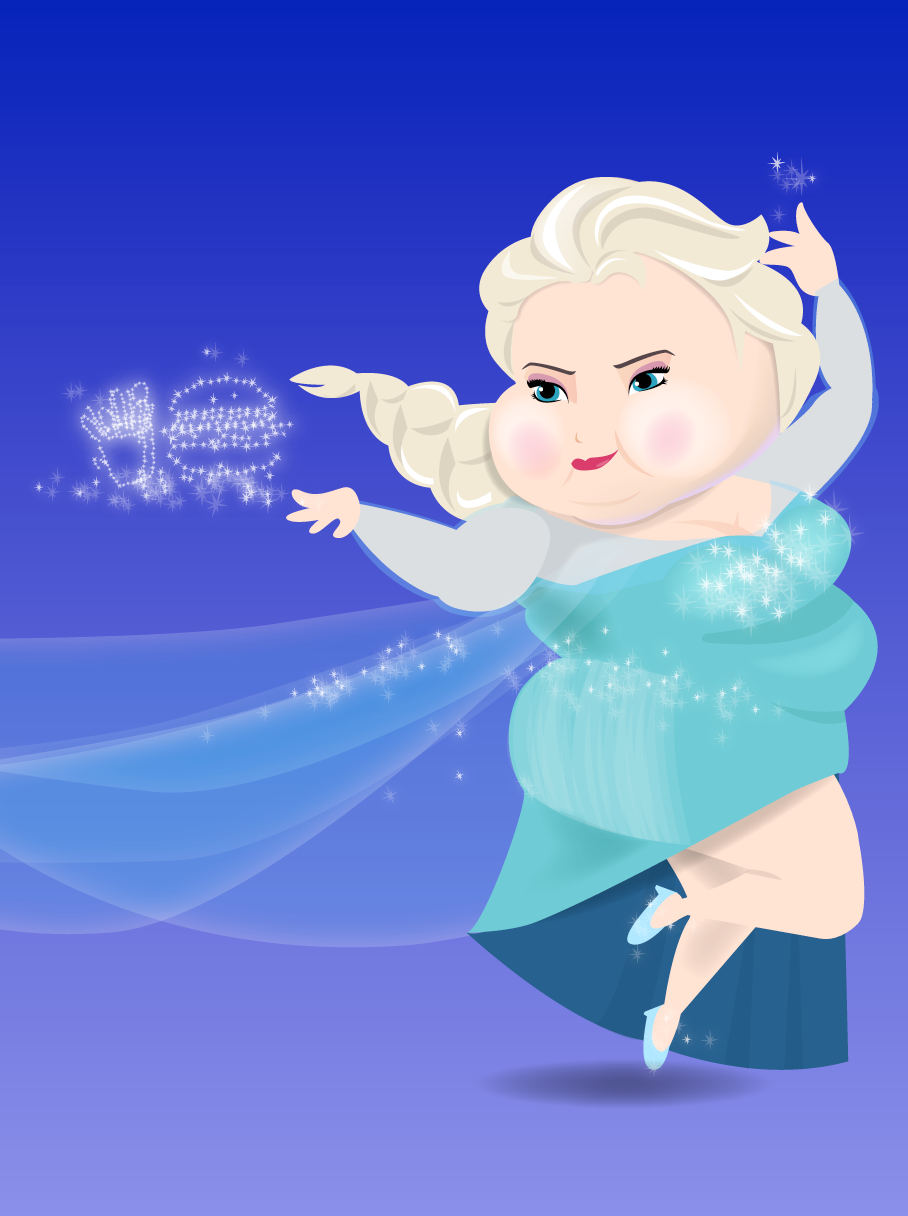 disney  Illustration Princess  fat Character chubby
