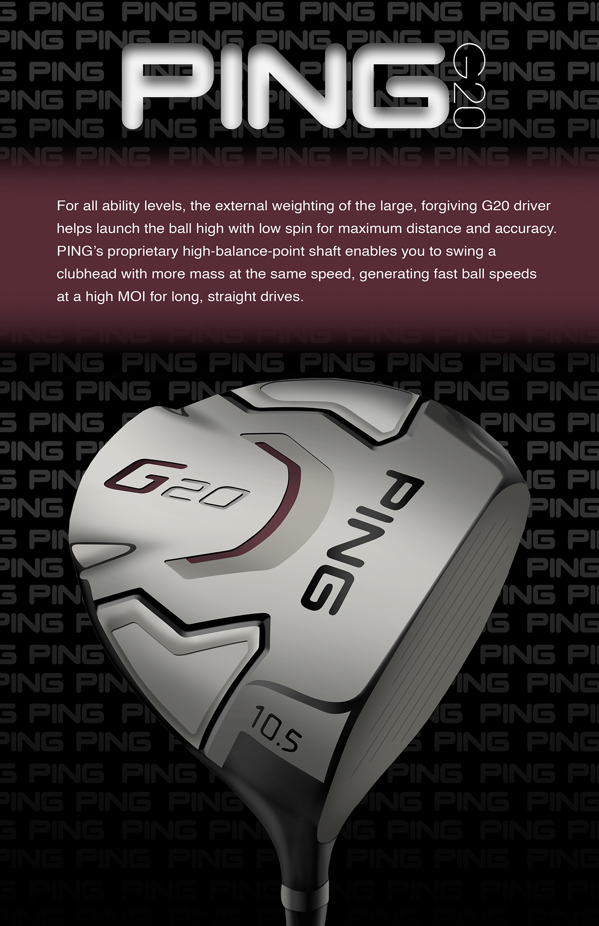 golf driver ping G20 design Layout club poster