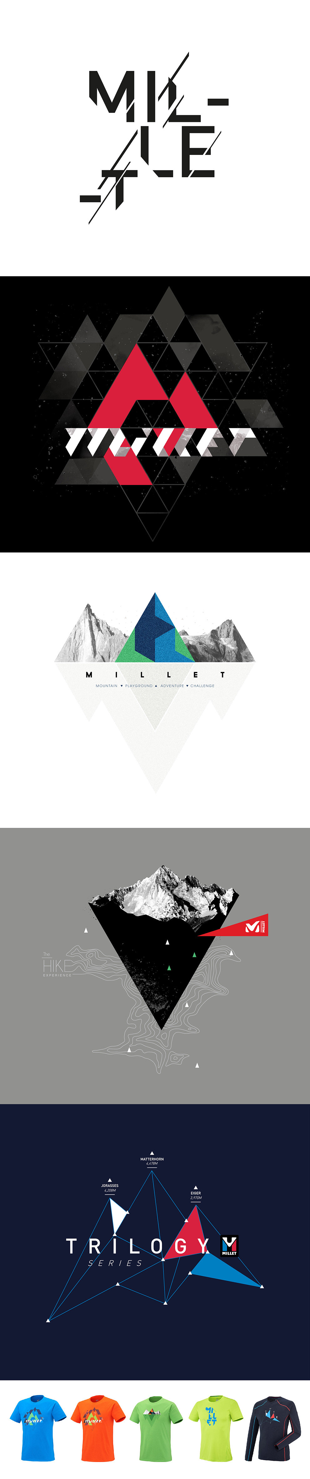 graphic design  tee-sirt ILLUSTRATION  mountain millet triangle print rise up typography   trinagle