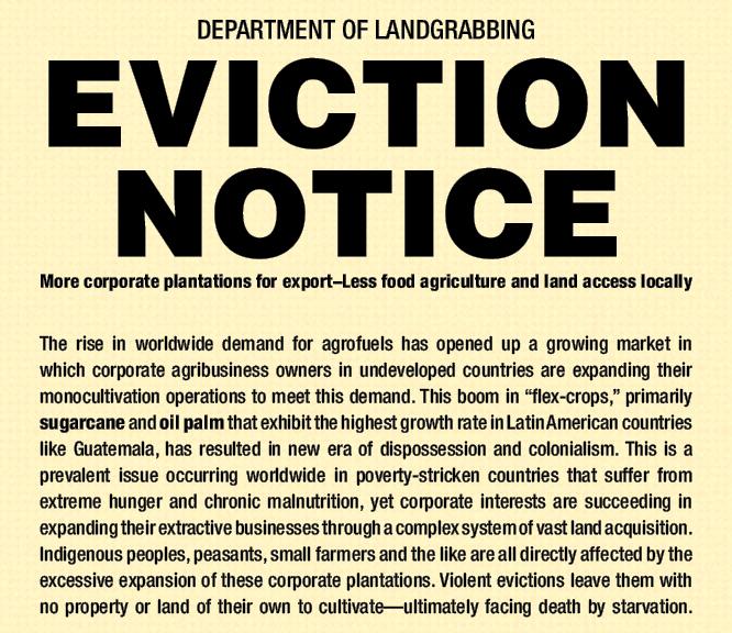 poster Landgrab Landgrabbing corruption print brochure
