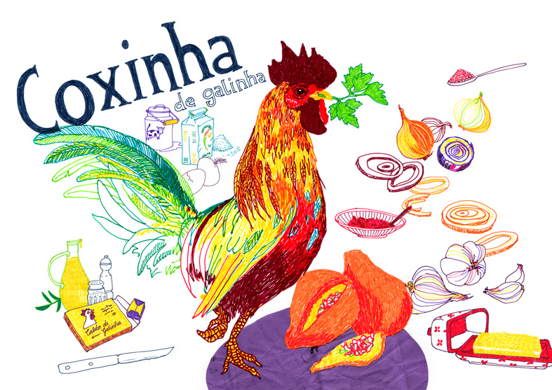 Food  coxinha sandwich  recipe instruction  Illustration ingredients cooking color  pen line Travel world best
