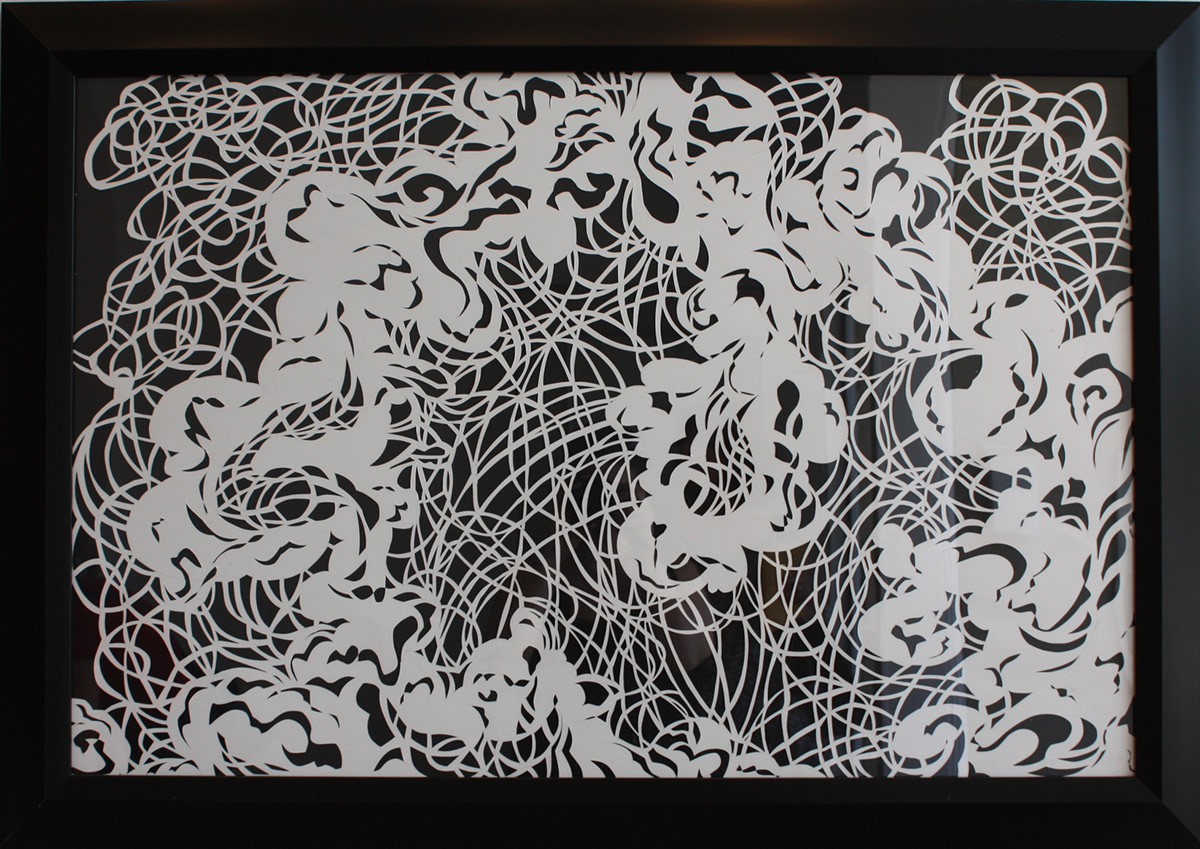 paper papercut papier papier découpé exposition Montreal espace contemporain JUIN 2014 vanessa alarie blanc White black noir cwirl Paysages
