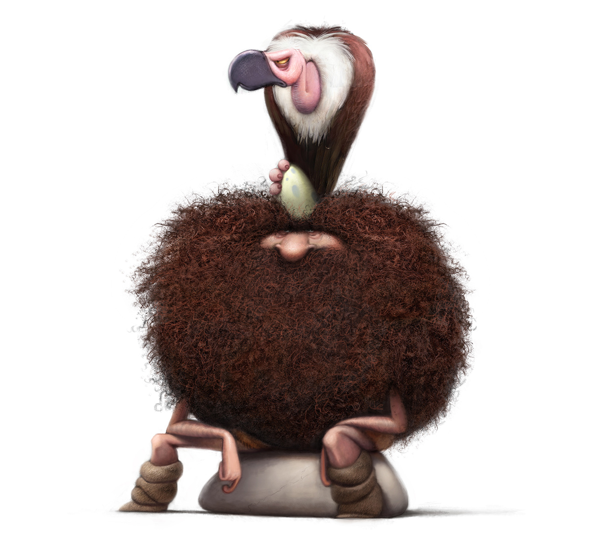 prehistoric tribe stone age ostrich mammoth cartoonish cartoon animation  funny Character