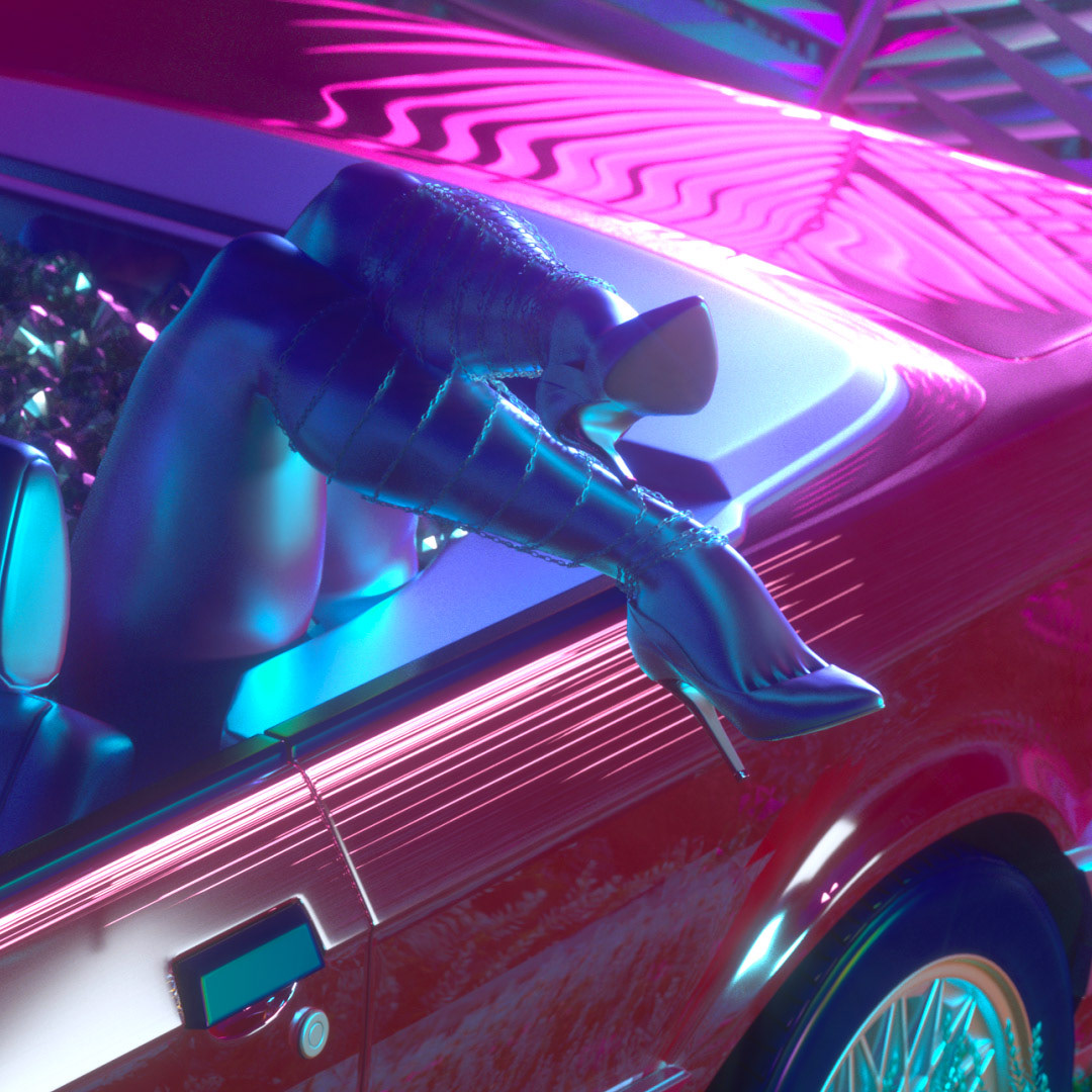 Cyberpunk vaporwave futuristic retrofuture neon night life music video Digital Art  CGI surreal