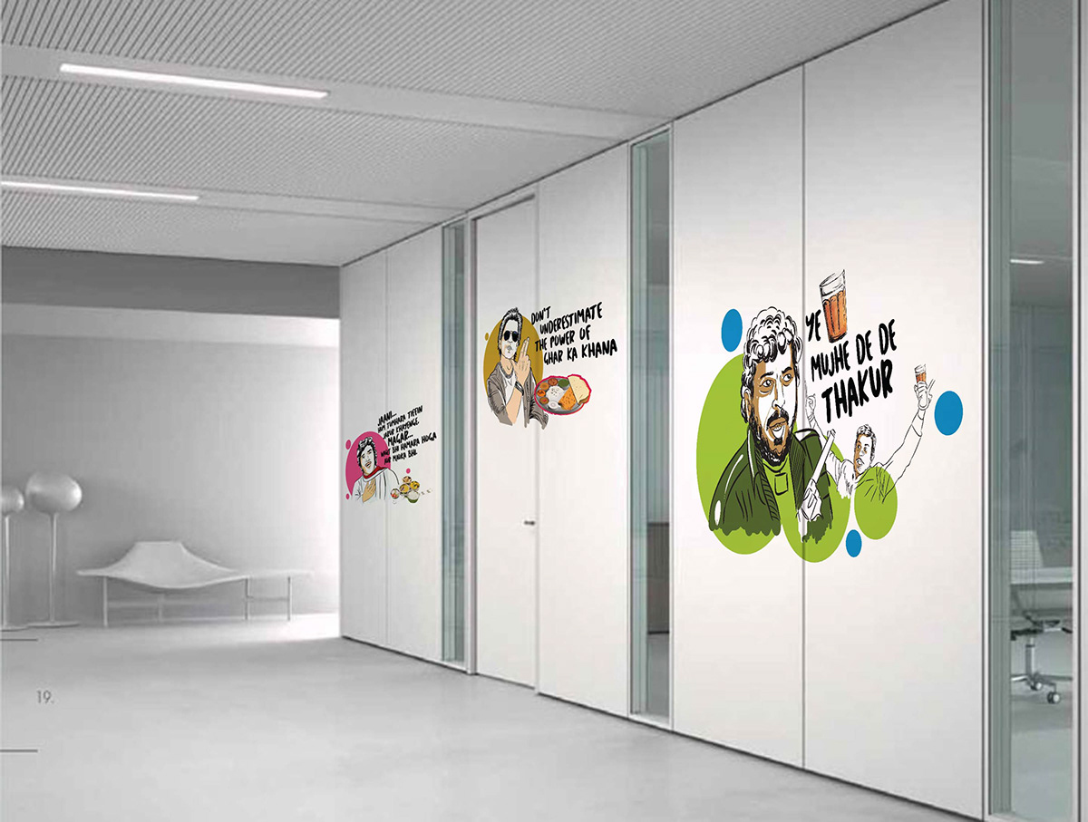 Company Games Corporate Identity employee activity Employee Engagement Wall Branding Design wall illustrations