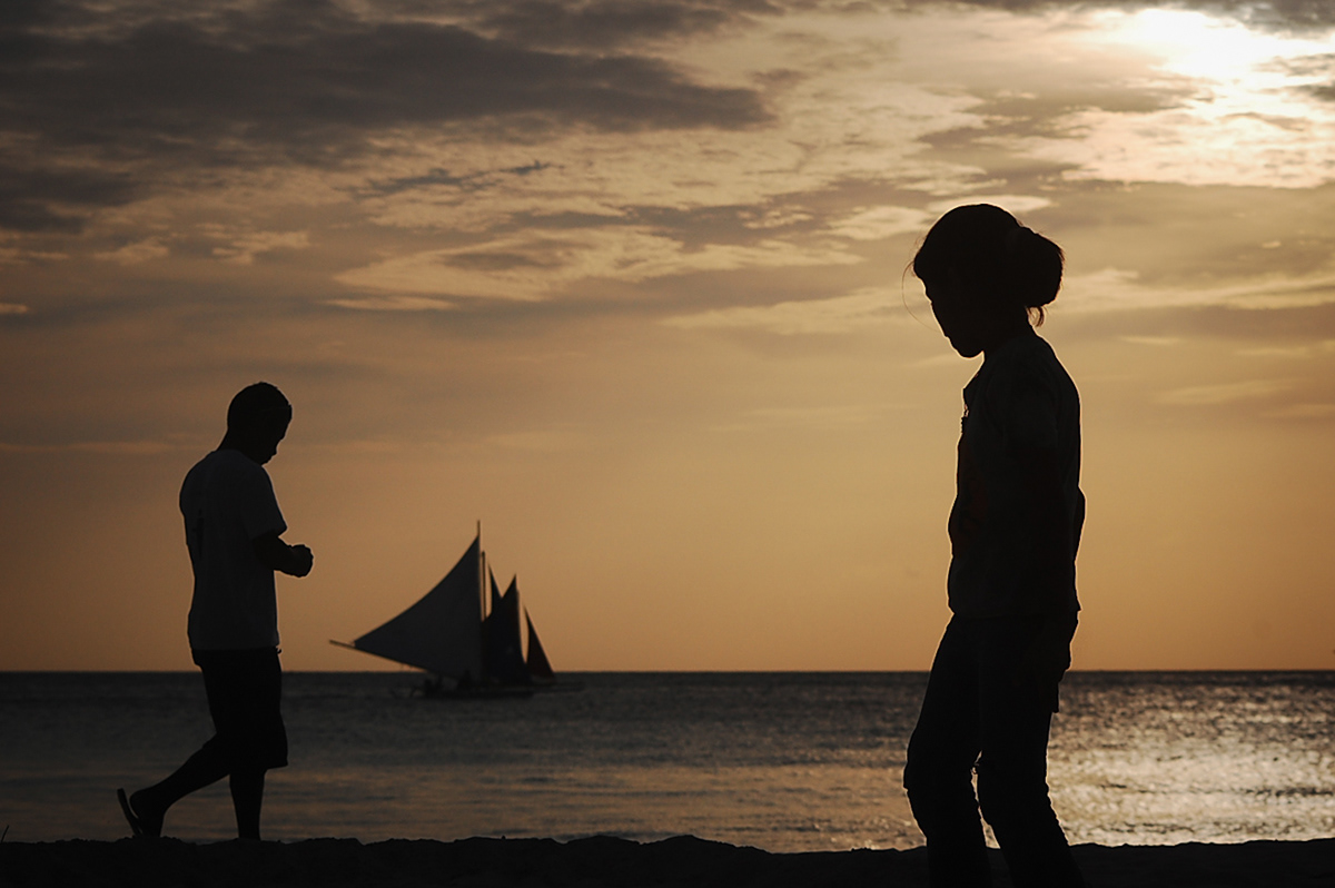 beach Silhouette Kageboshi Boracay Travel shadow Sun sand summer sea aklan philippines ボラカイ島 影法師
