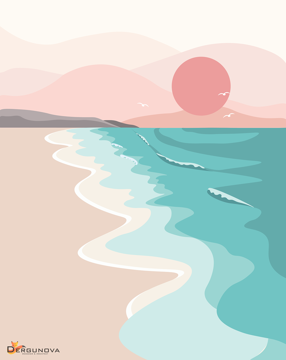 beach DAWN Ocean pink sea Sun океан рассвет розовый солнце