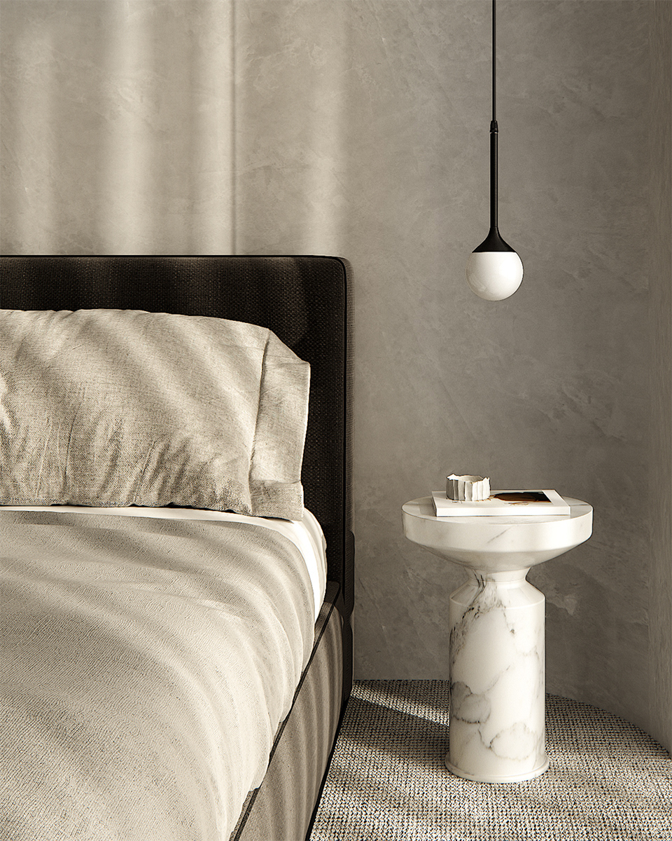 bathroom minimal luxury bedroom rendering plaster tiles soft visualization Interior