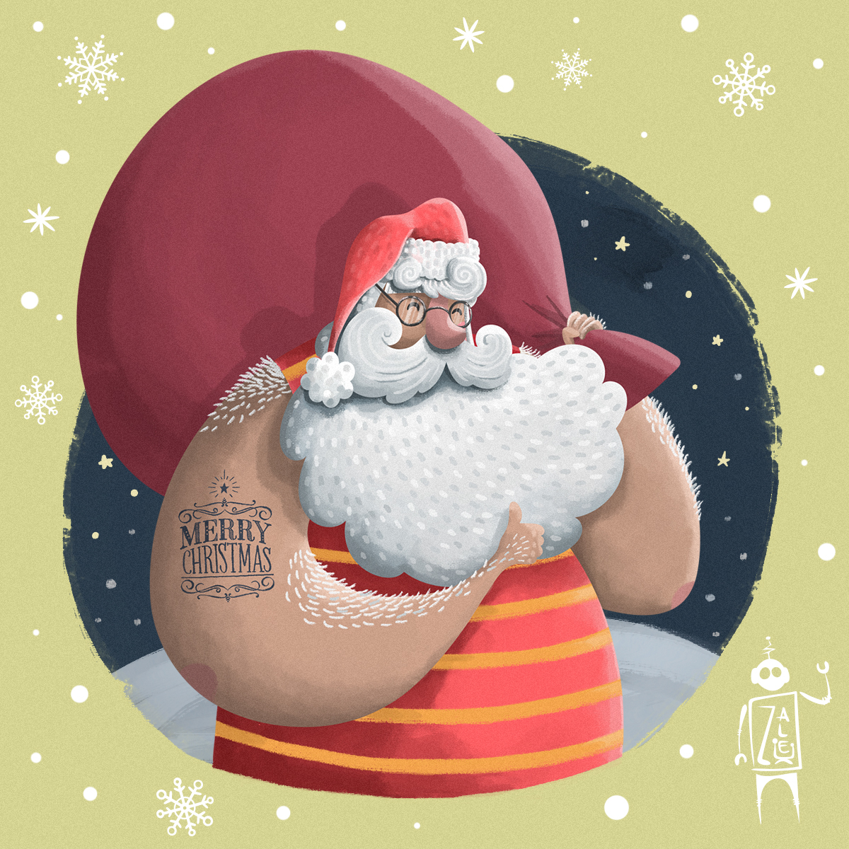 Santa Claus Christmas holidays winter cartoon new year funny
